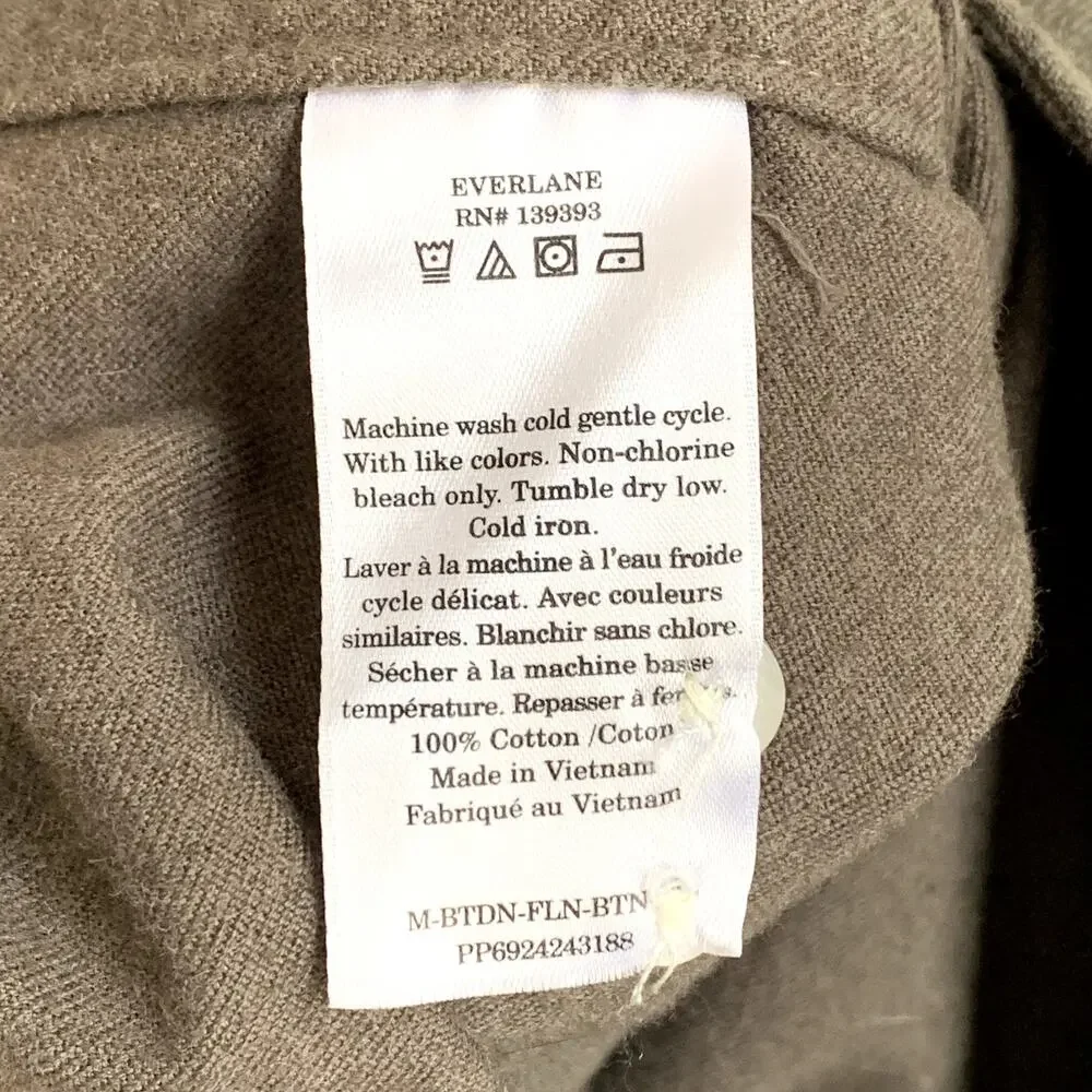 NEW Everlane Sz M The Brushed Flannel Long-Sleeve Button Down Shirt Green
